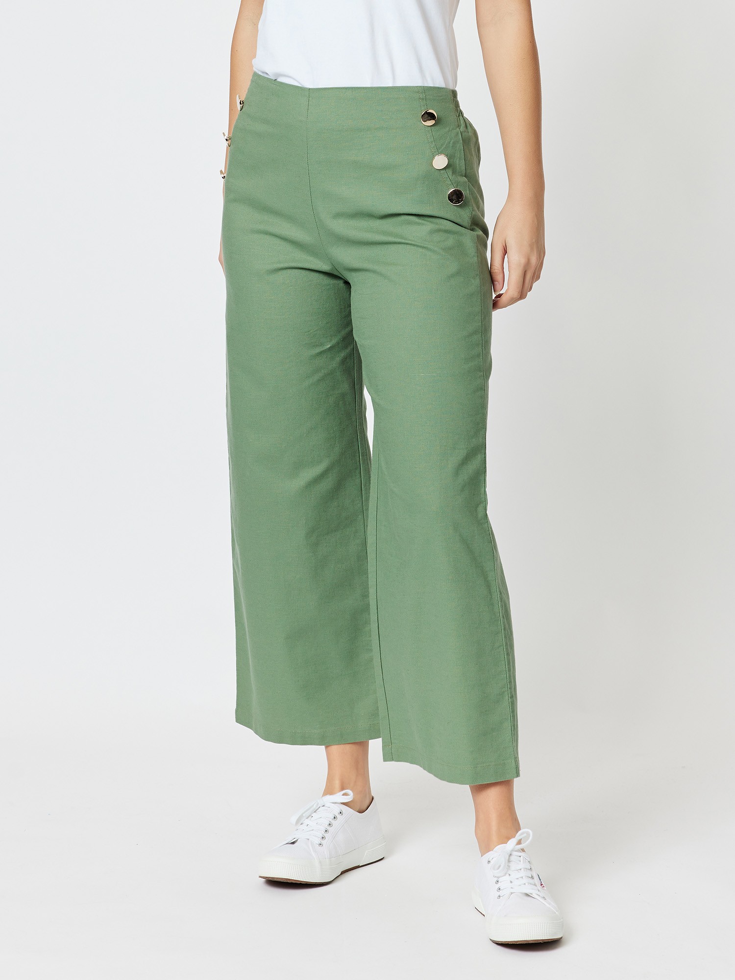 Wide Leg Linen Blend Pant