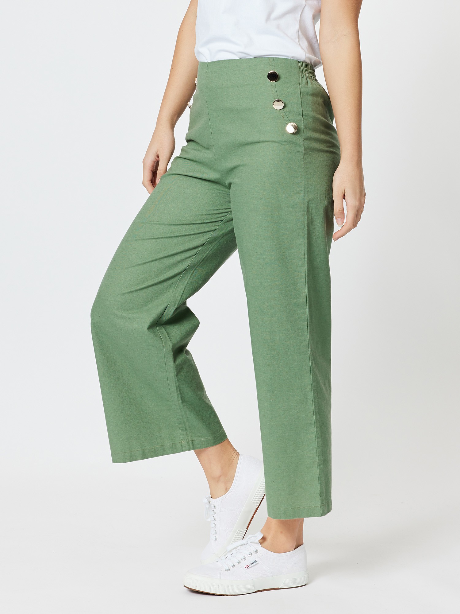 Wide Leg Linen Blend Pant