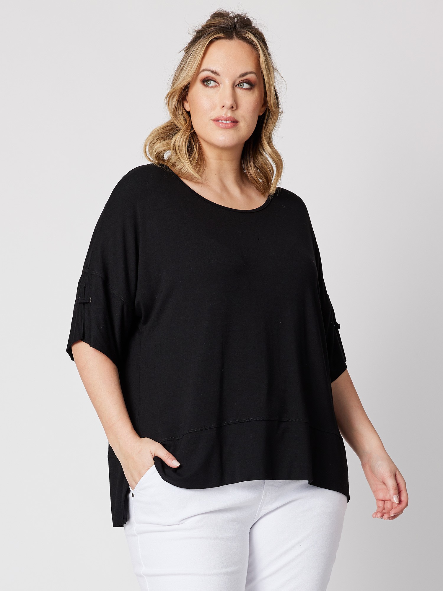 Eyelet Trim Jersey Tee