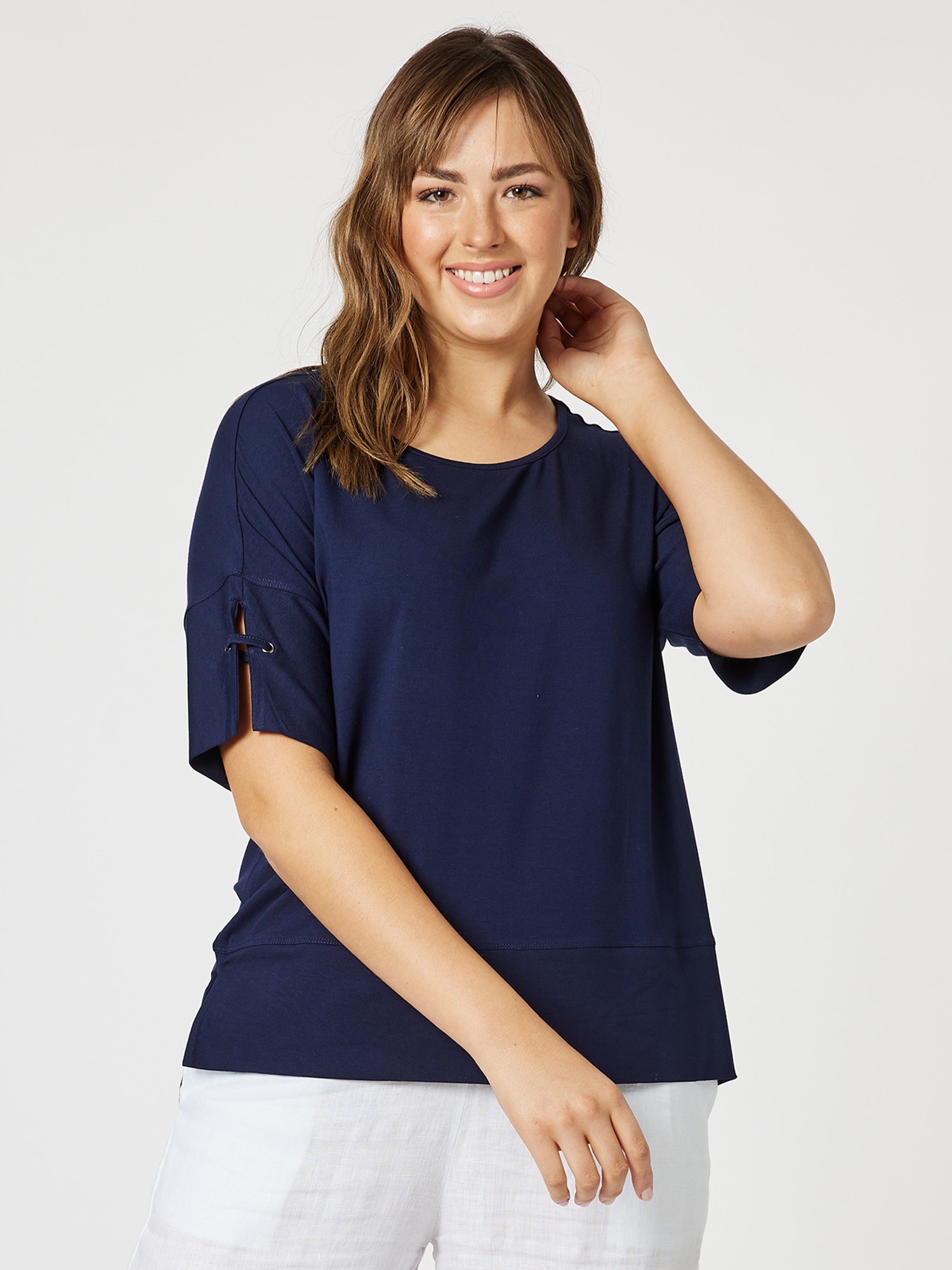 Eyelet Trim Jersey Tee