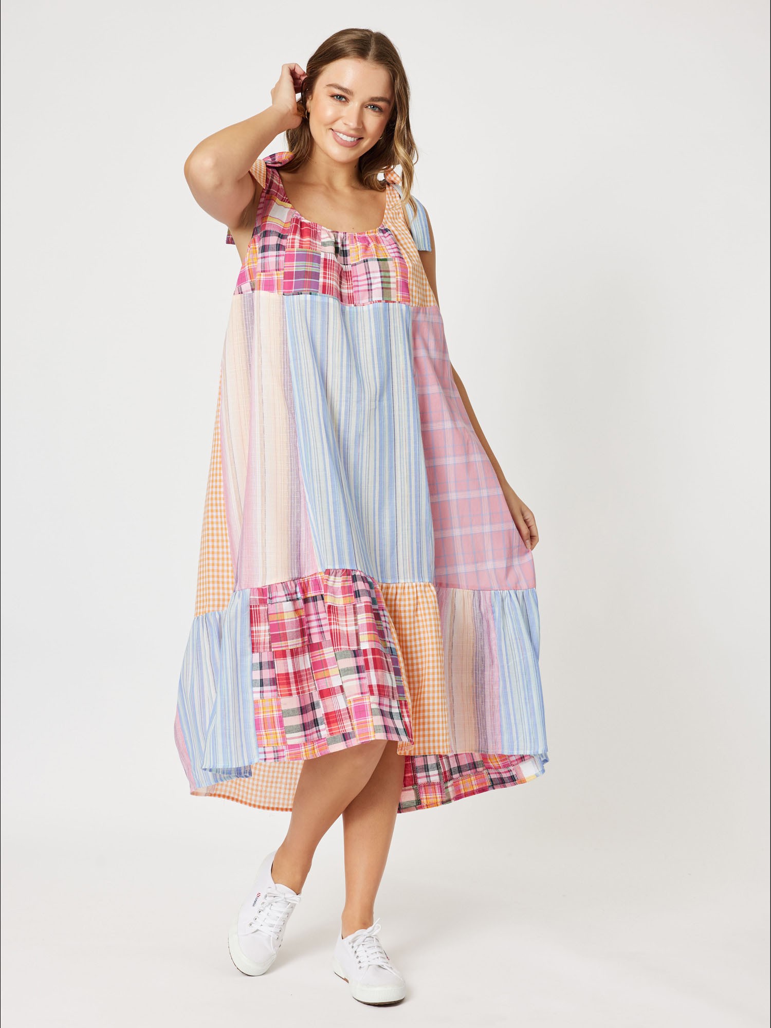 Spliced Cotton Sun Dress