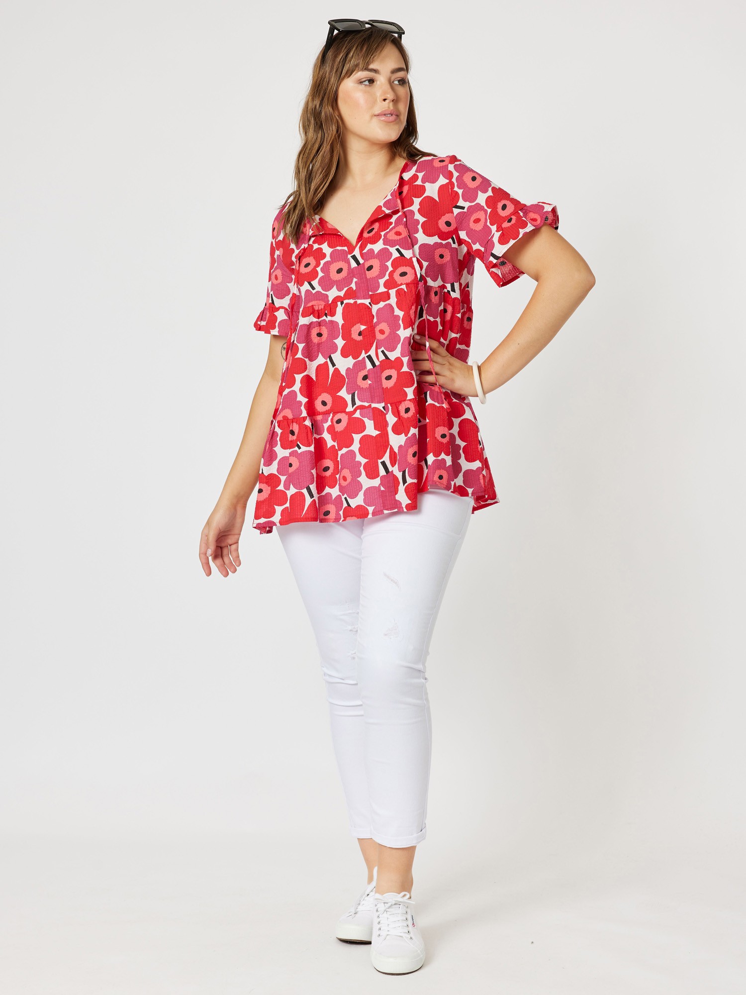 Poppy Print Cotton Top