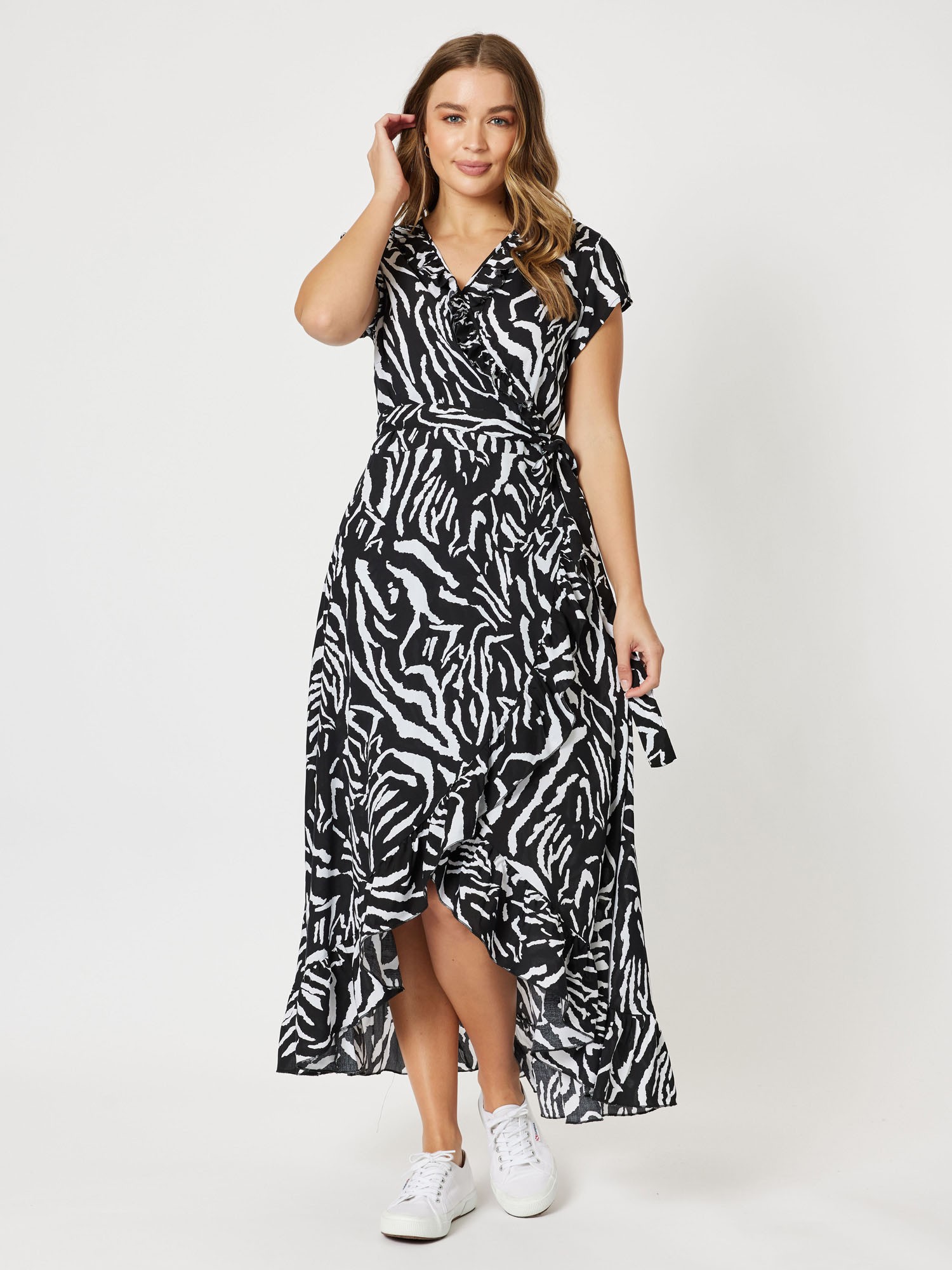 Zebra Print Wrap Dress