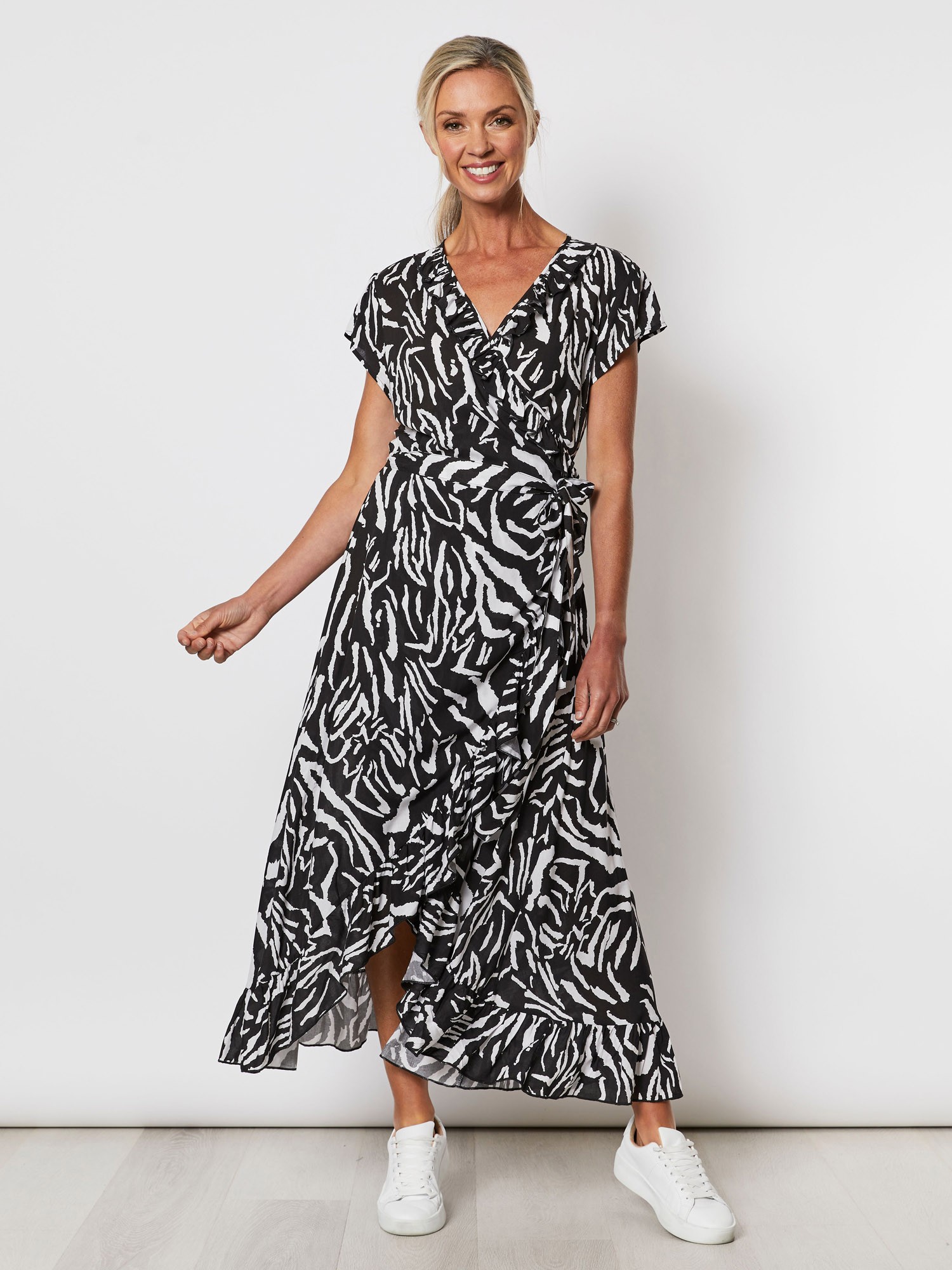 Zebra Print Wrap Dress