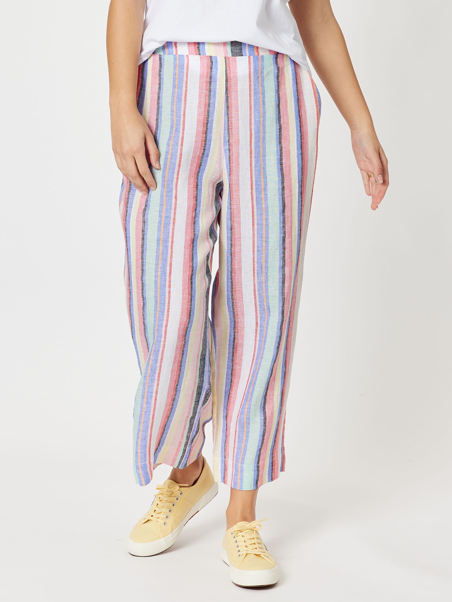 Multi-Stripe Linen Pant