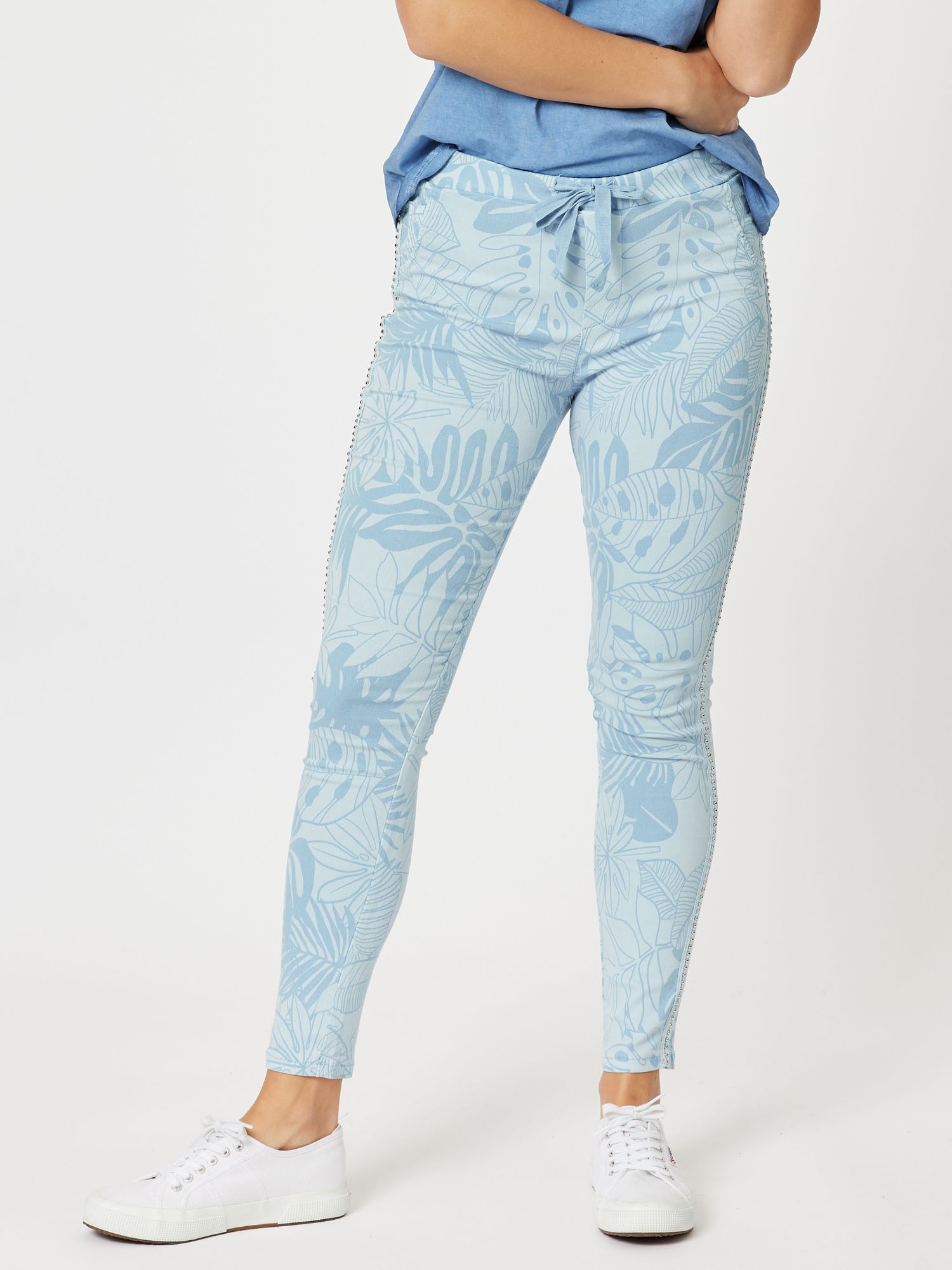 Palm Print Stretch Jean