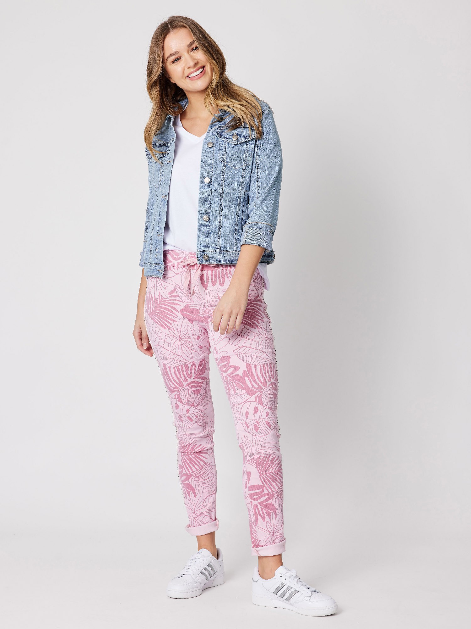 Palm Print Stretch Jean