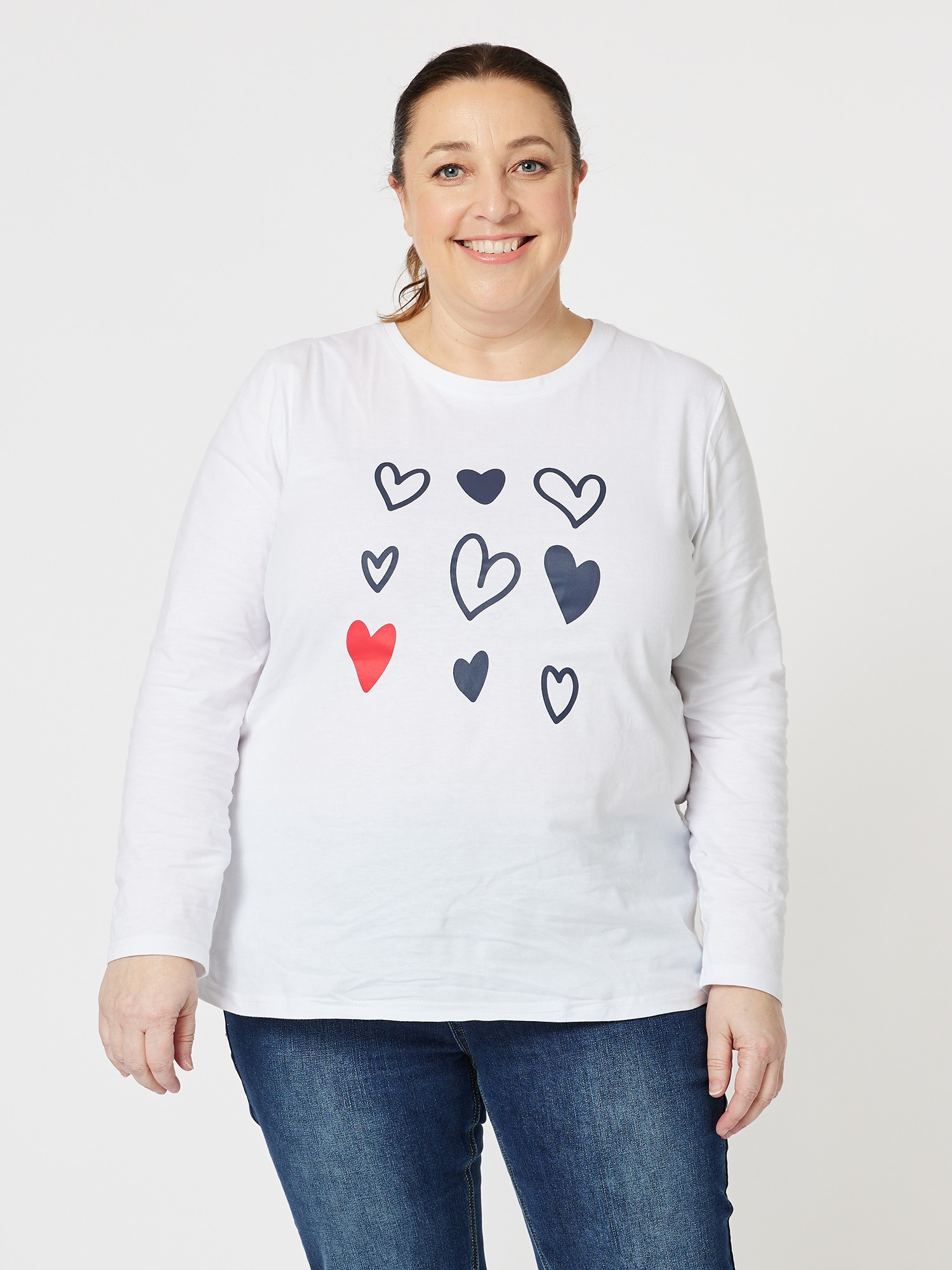 Heart Print Long Sleeve Top