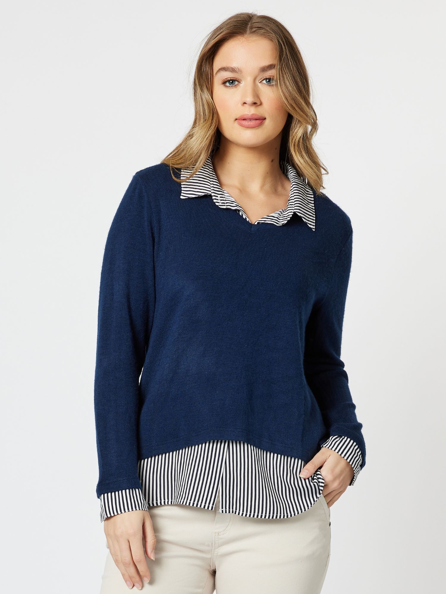 Stripe 2 in 1 Knit Top