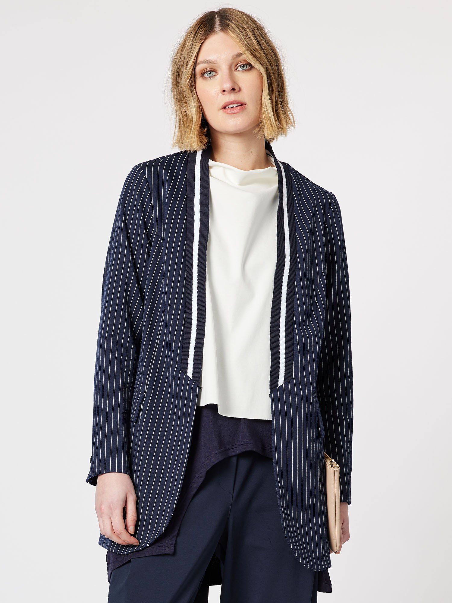 Ascot Stripe Blazer Jacket