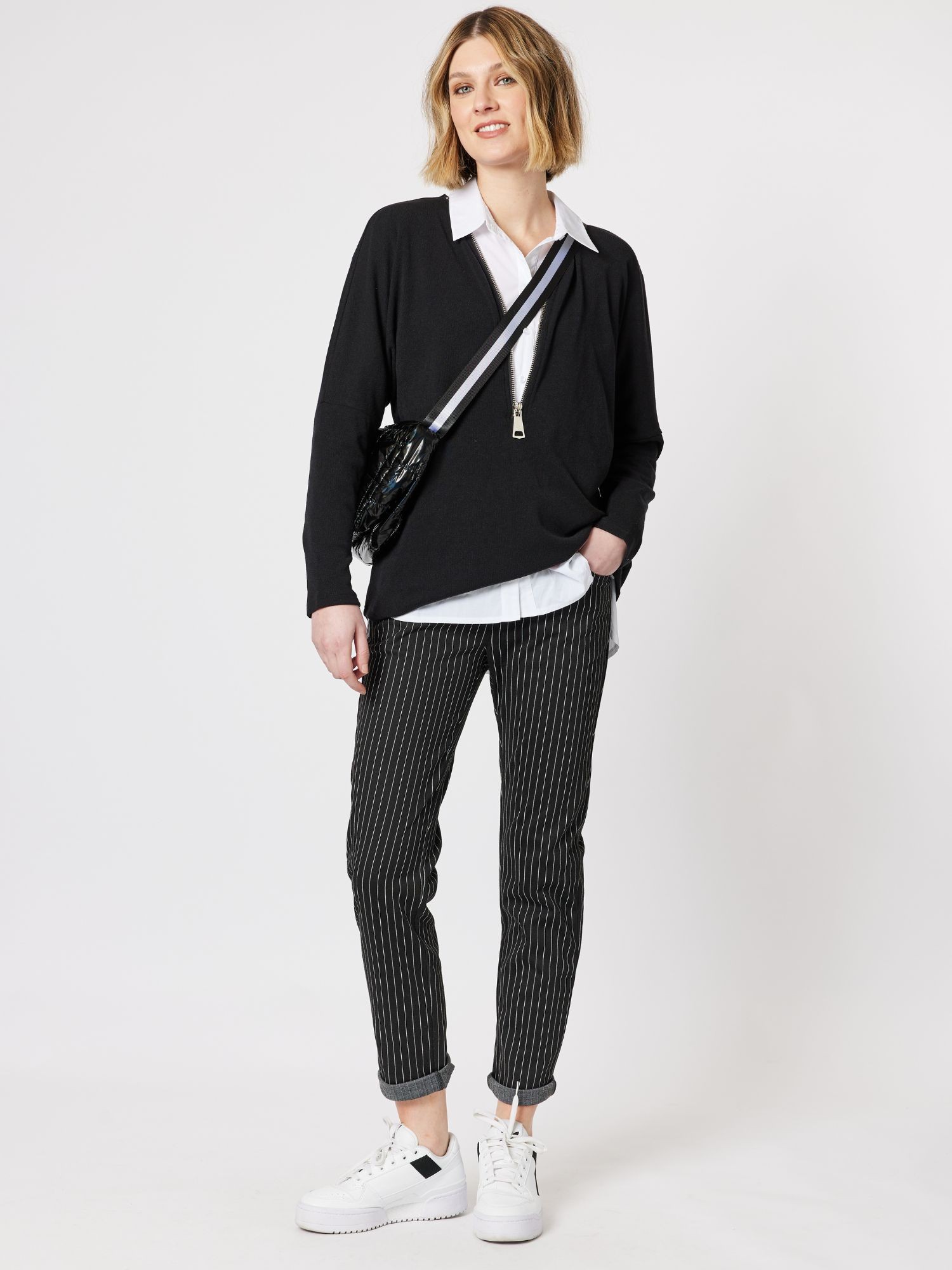 Batwing Zip Detail Knit Top