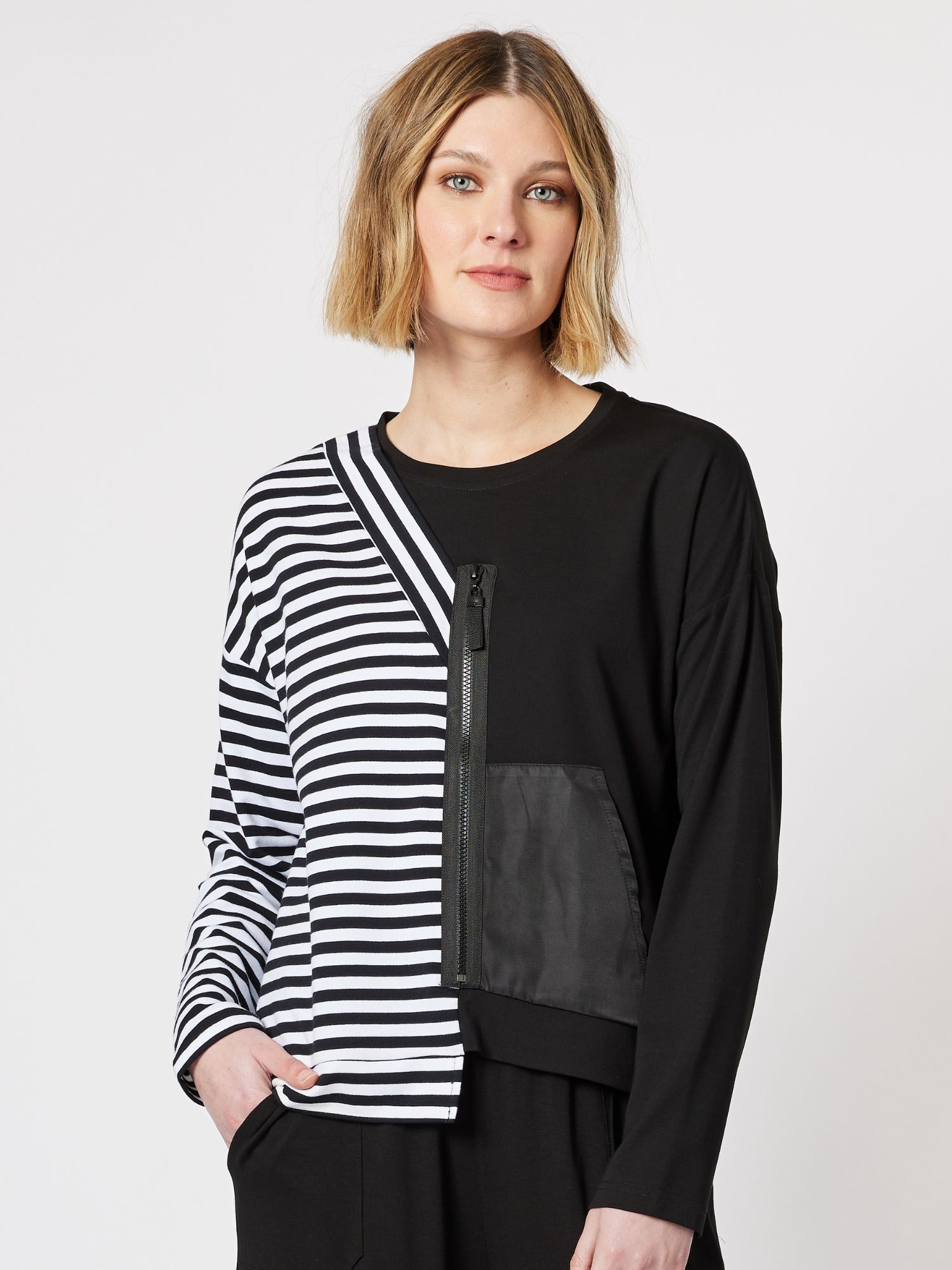 Spliced Stripe Sweat