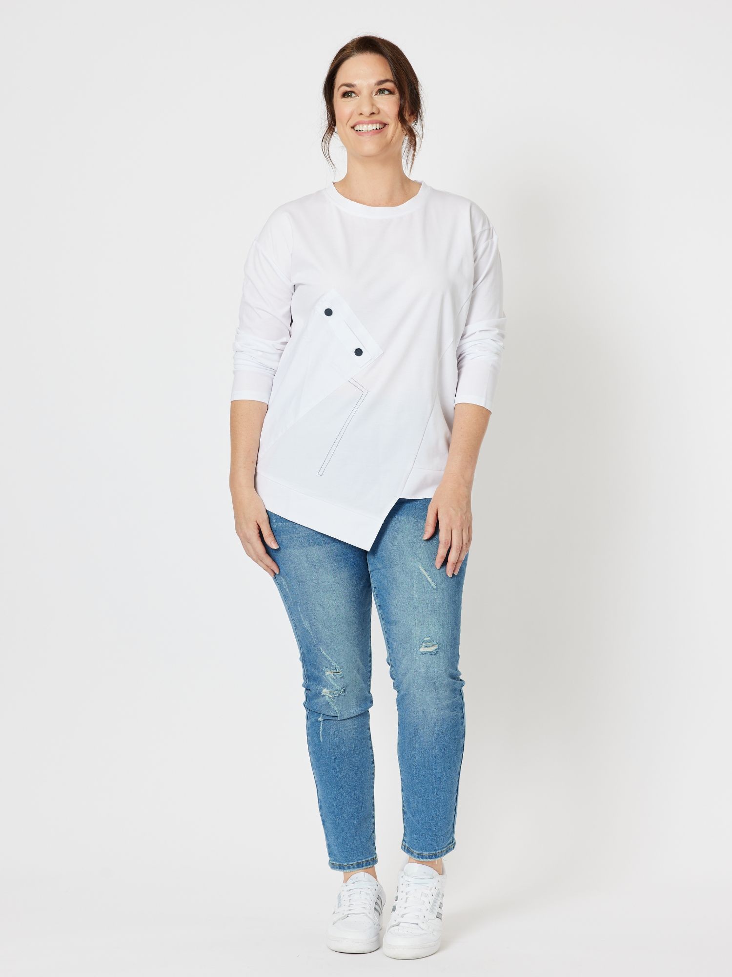 Contrast Stitch Long Sleeve Top