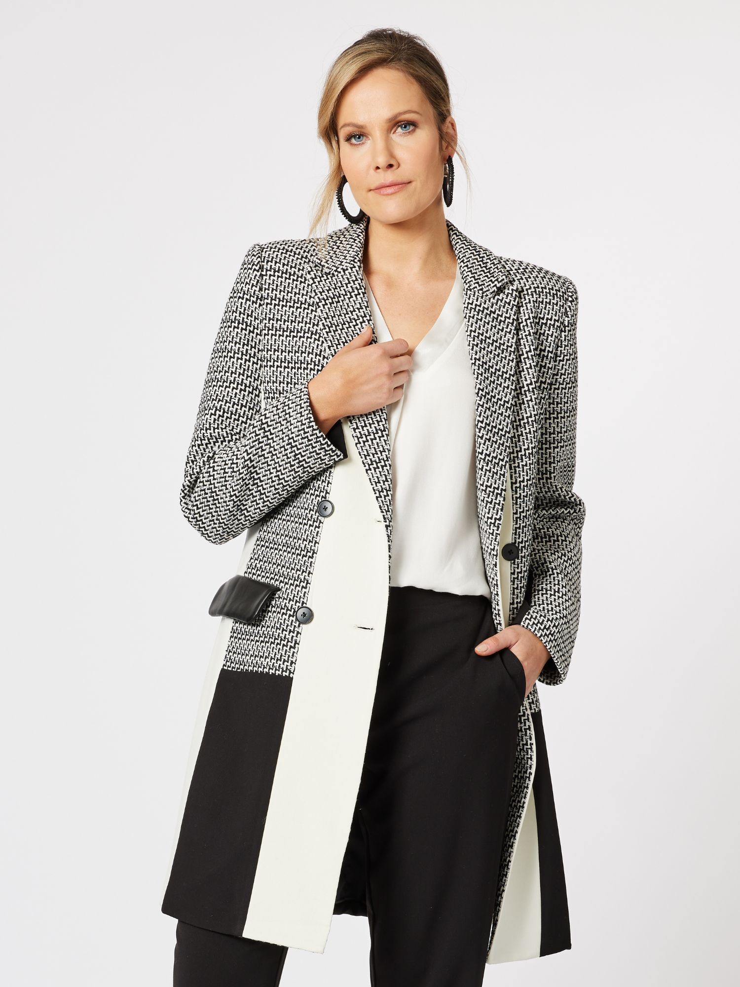 Tweed Spliced Longline Jacket