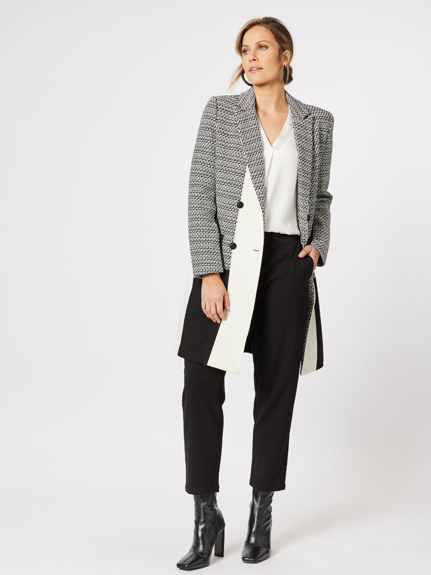 Tweed Spliced Longline Jacket