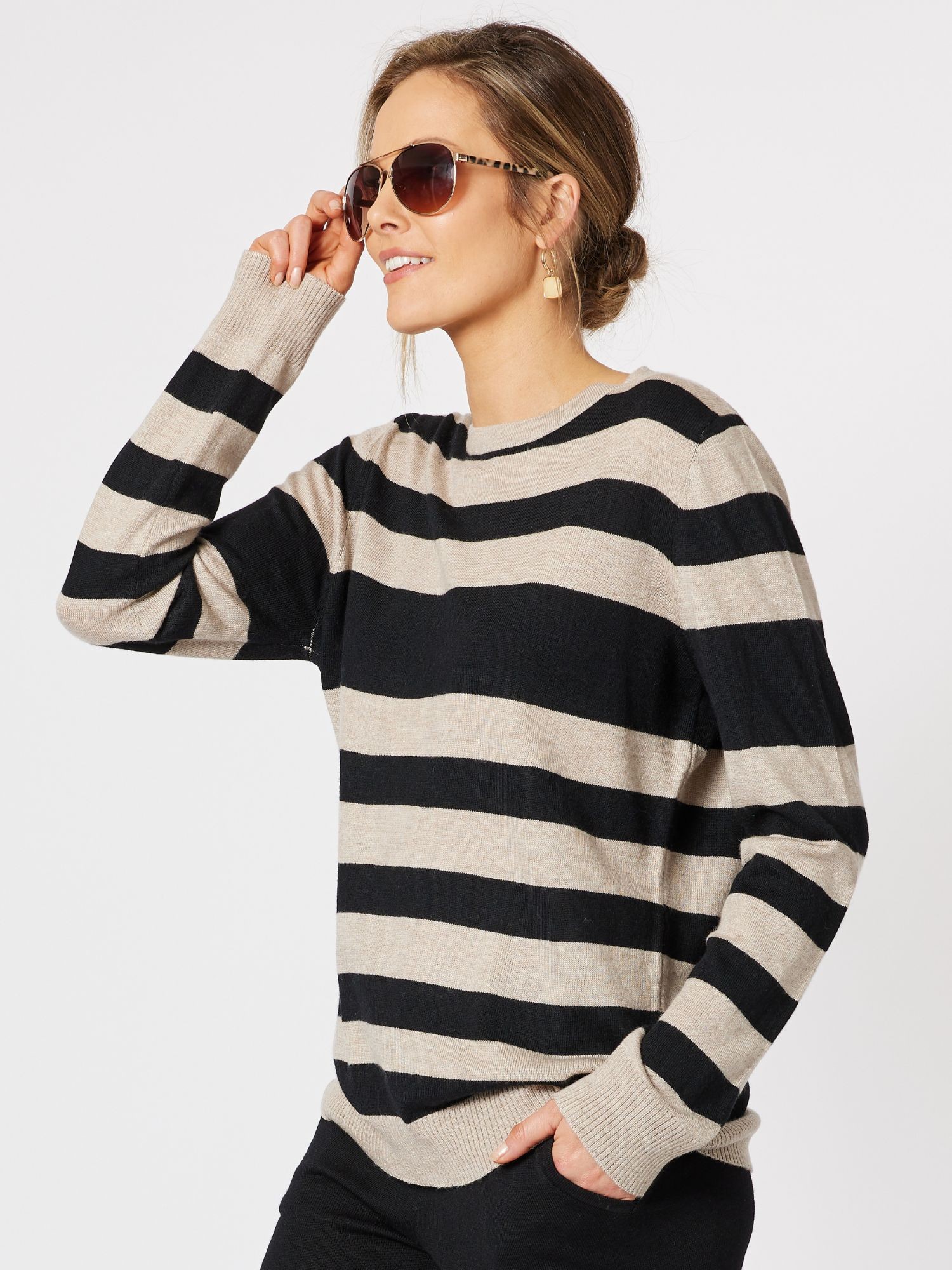 Vienna Cashmere Blend Stripe Crew