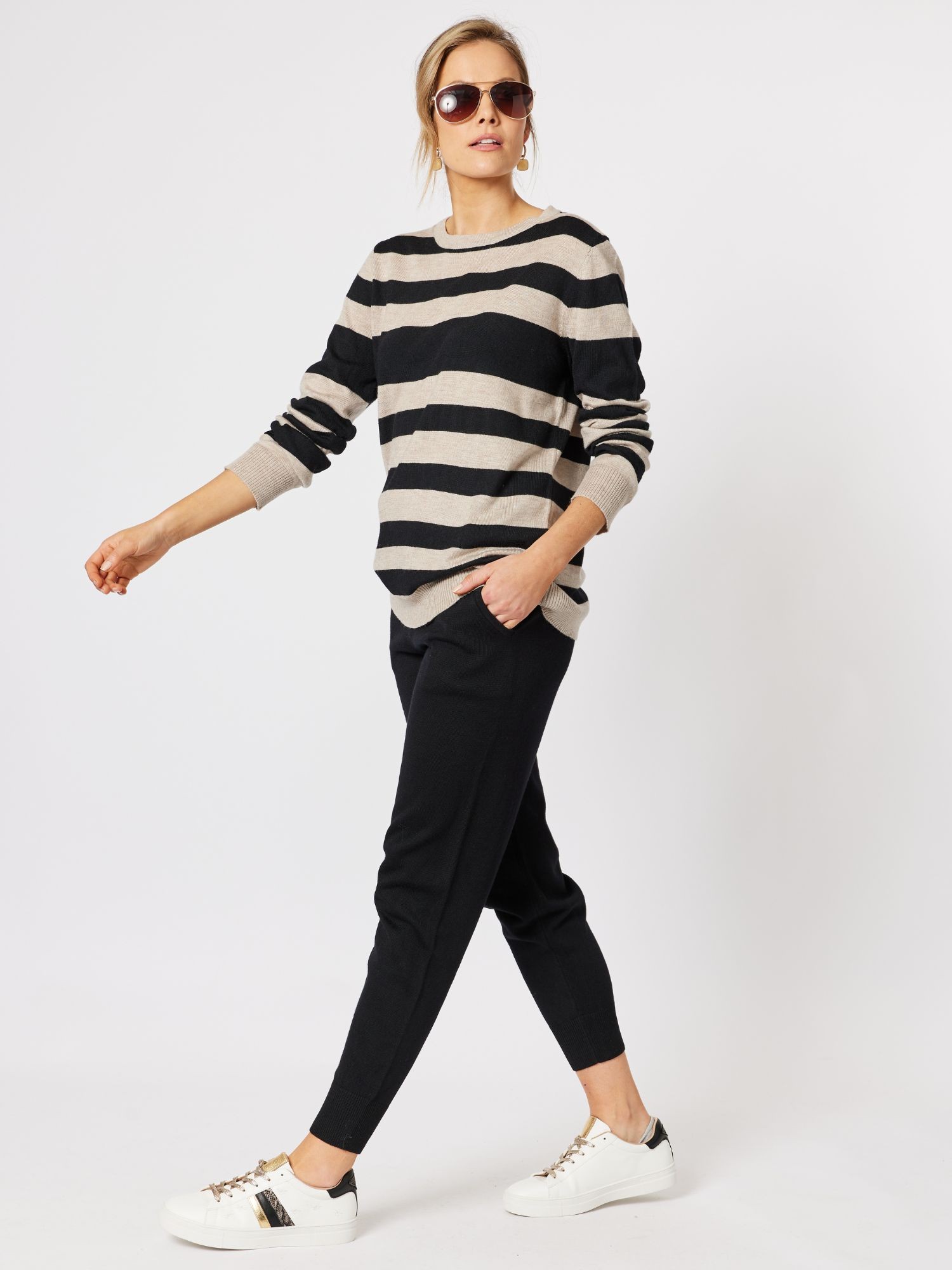 Vienna Cashmere Blend Stripe Crew