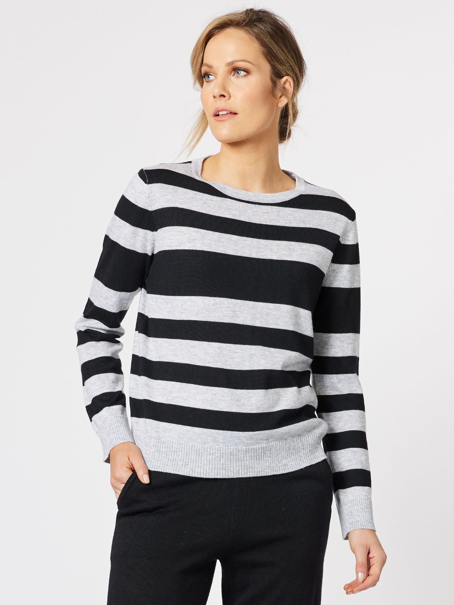 Vienna Cashmere Blend Stripe Crew