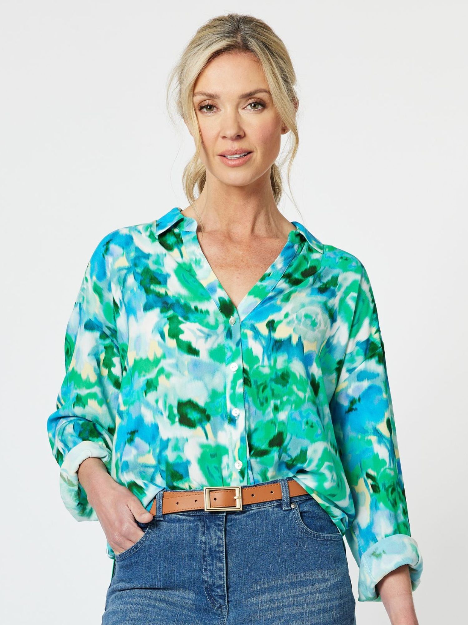 Monet Print Shirt with Belt