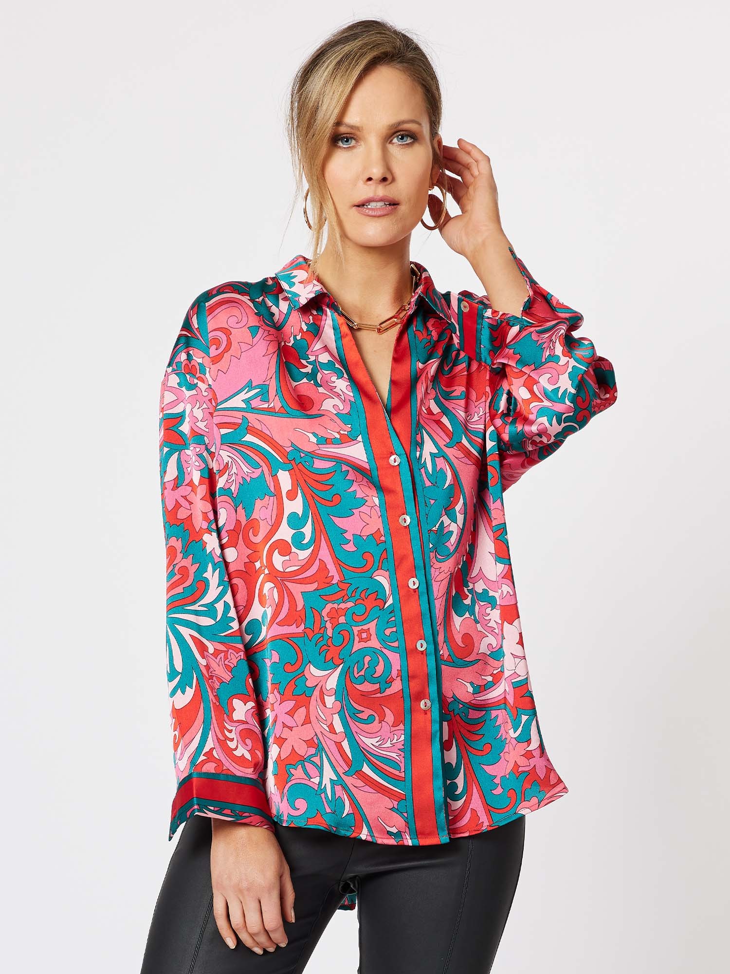 Stephanie V Neck Print Shirt