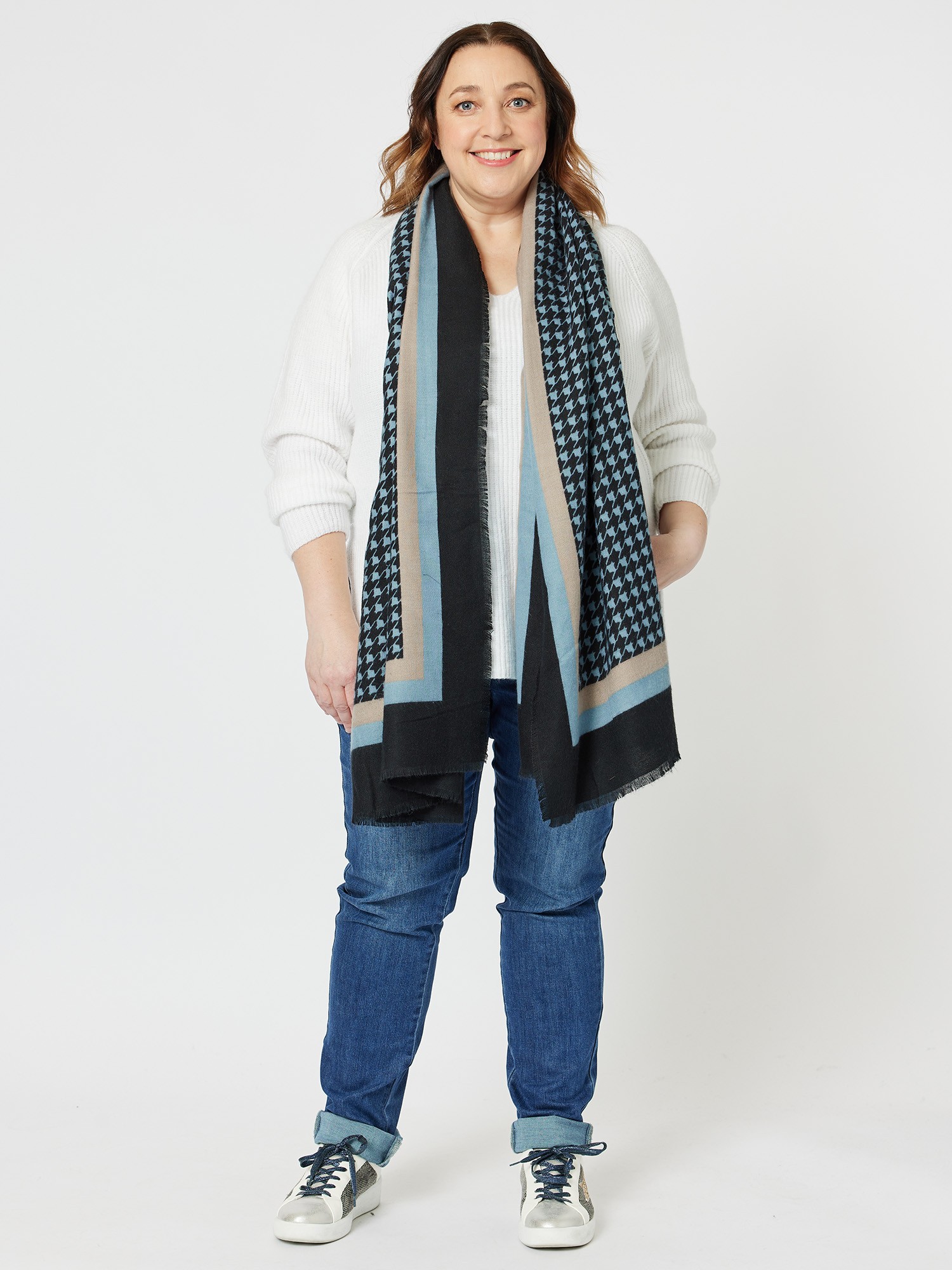 Houndstooth Print Scarf